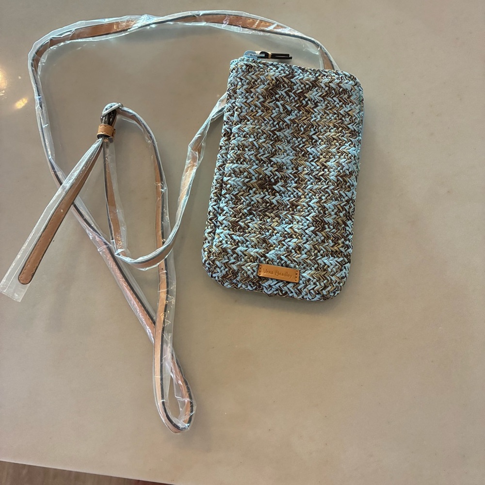 🆕- {VERA BRADLEY}  Blue and Brown Woven Crossbody/Cell Phone Bag